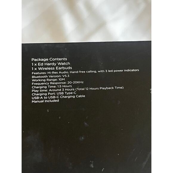 ED HARDY WATCH AND WIRELESS EARBUDS WITH CHARGING CASE MEN - Picture 7 of 8